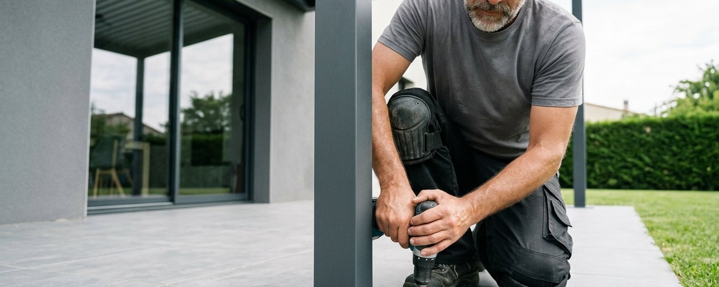 Montage d'une véranda en aluminium sur une maison